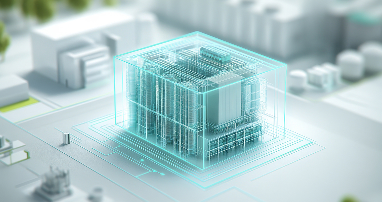 3D digital twin model demonstrating smart building integration.